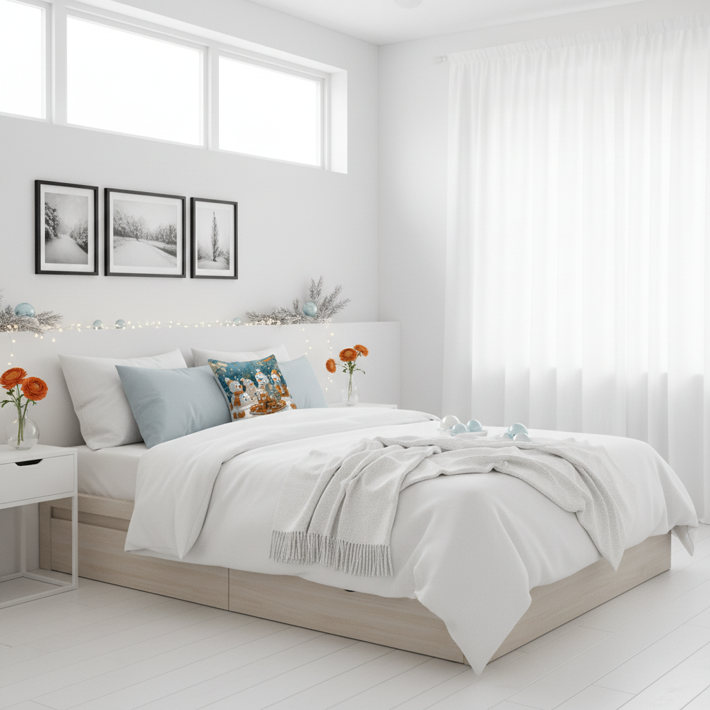 Coussin Bonhomme de Neige - Décoration de Noël festive