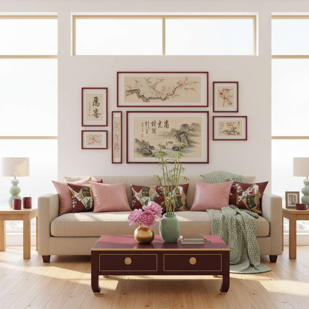 Sophisticated Asian-inspired living space