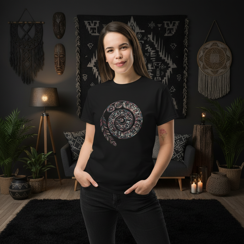 Spiral T-Shirt Black - Bohemian Interior