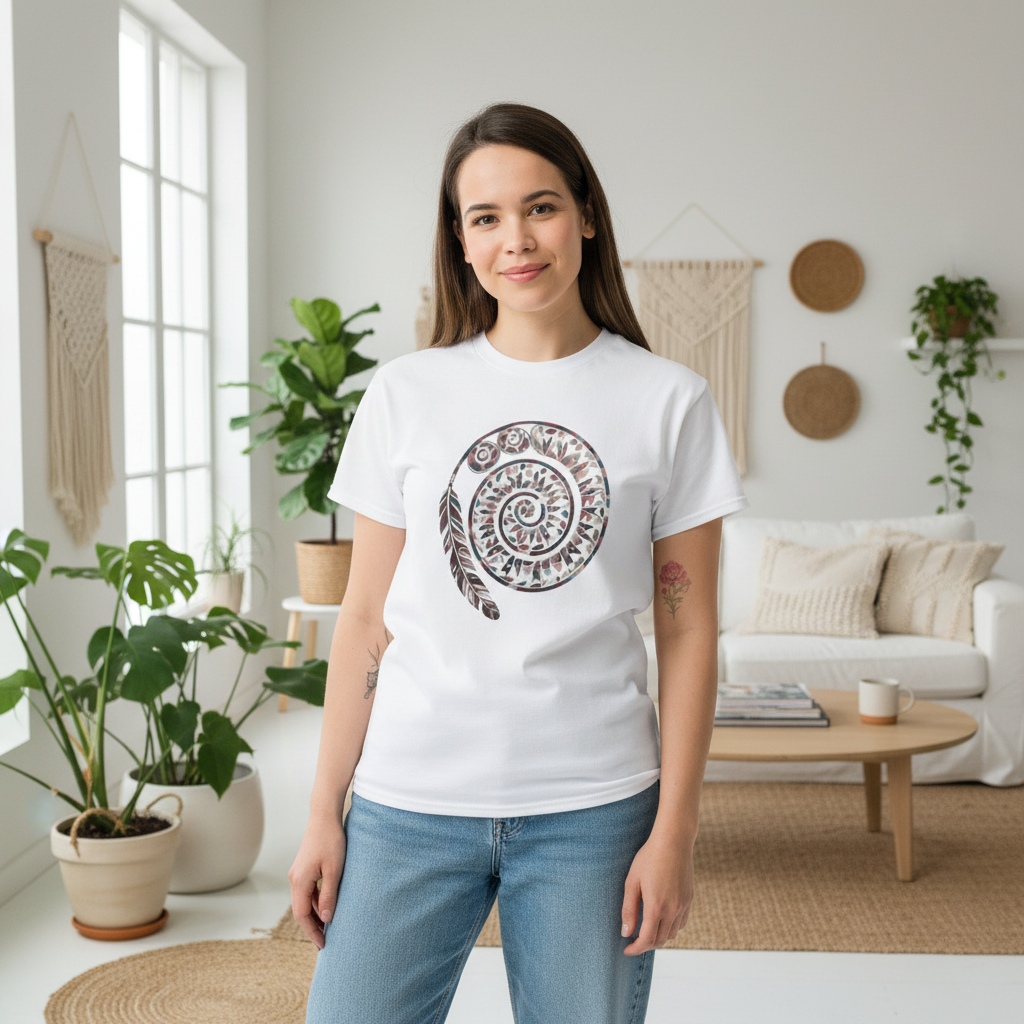 Spiral T-Shirt White - Bohemian Interior