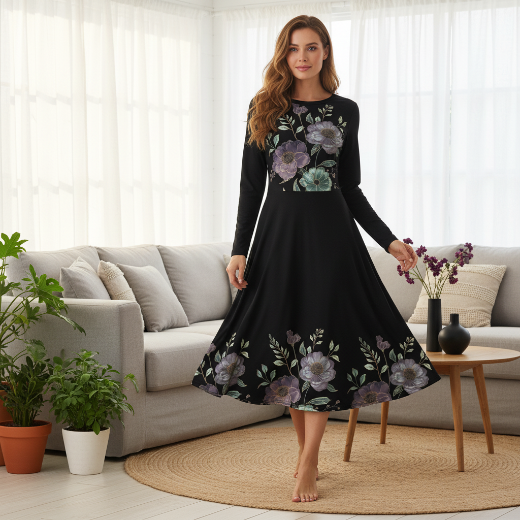 Stunning Woman in Coastal Living Room