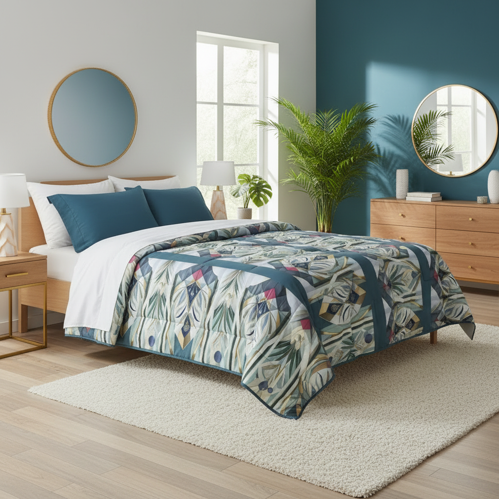 Teal Modern Comforter - Modern Bedroom