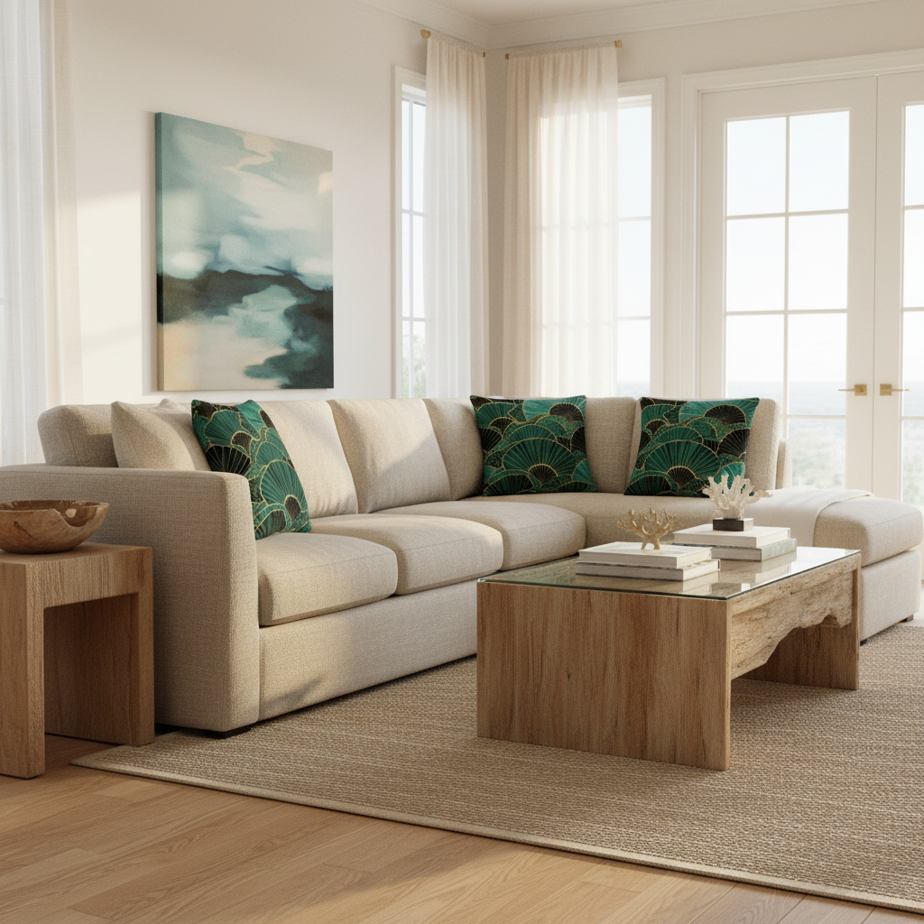 Throw pillows in coastal living room