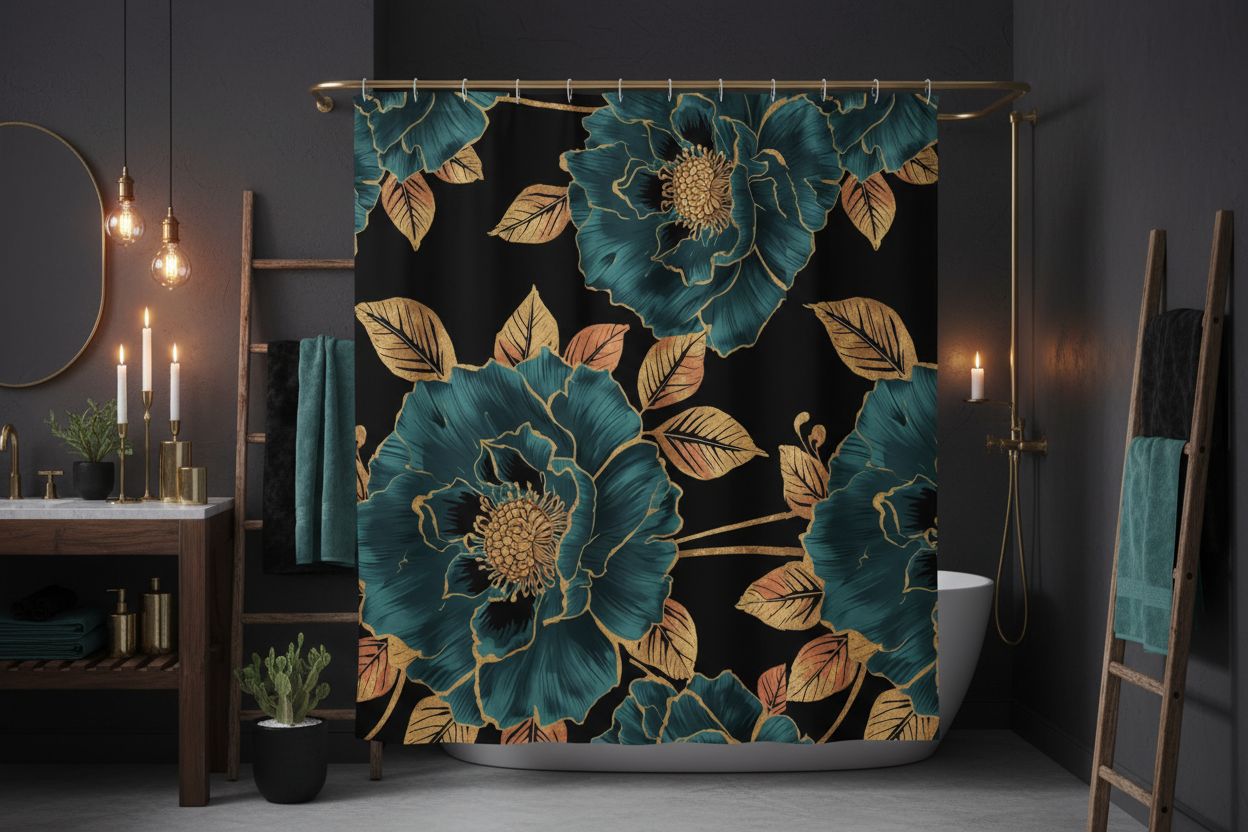 Tmavá moody koupelna