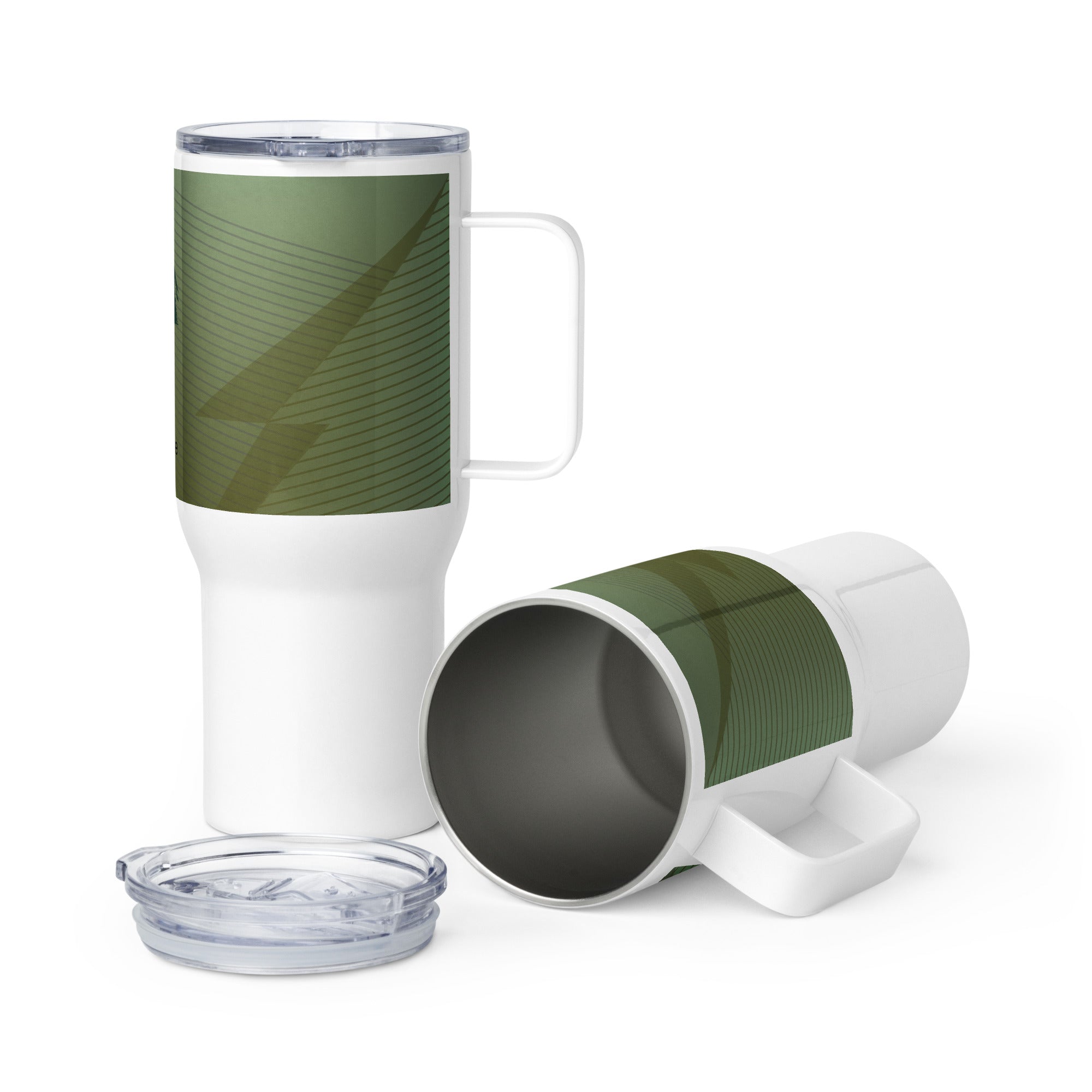 Green Travel Mug with Handle - Insulated Coffee Cup