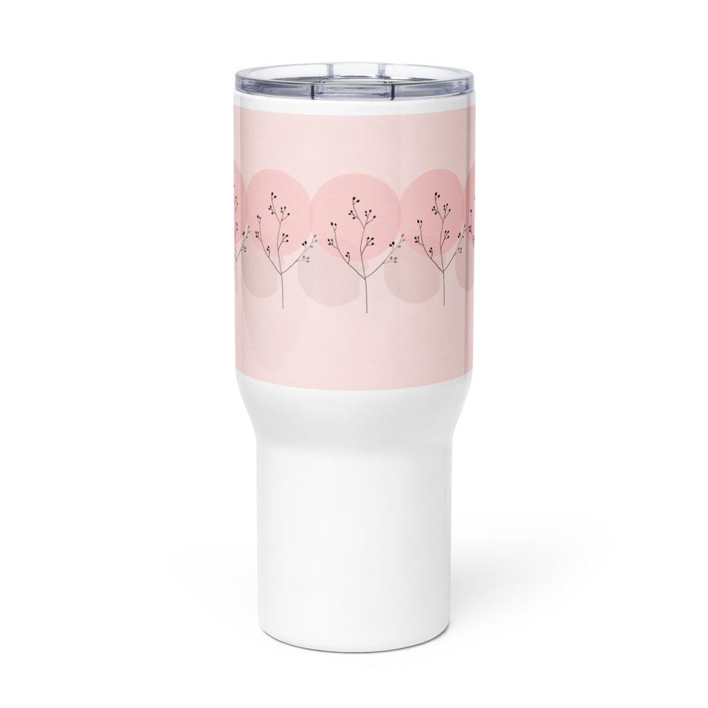 Pink Travel Mug with Handle - Portable Coffee Cup