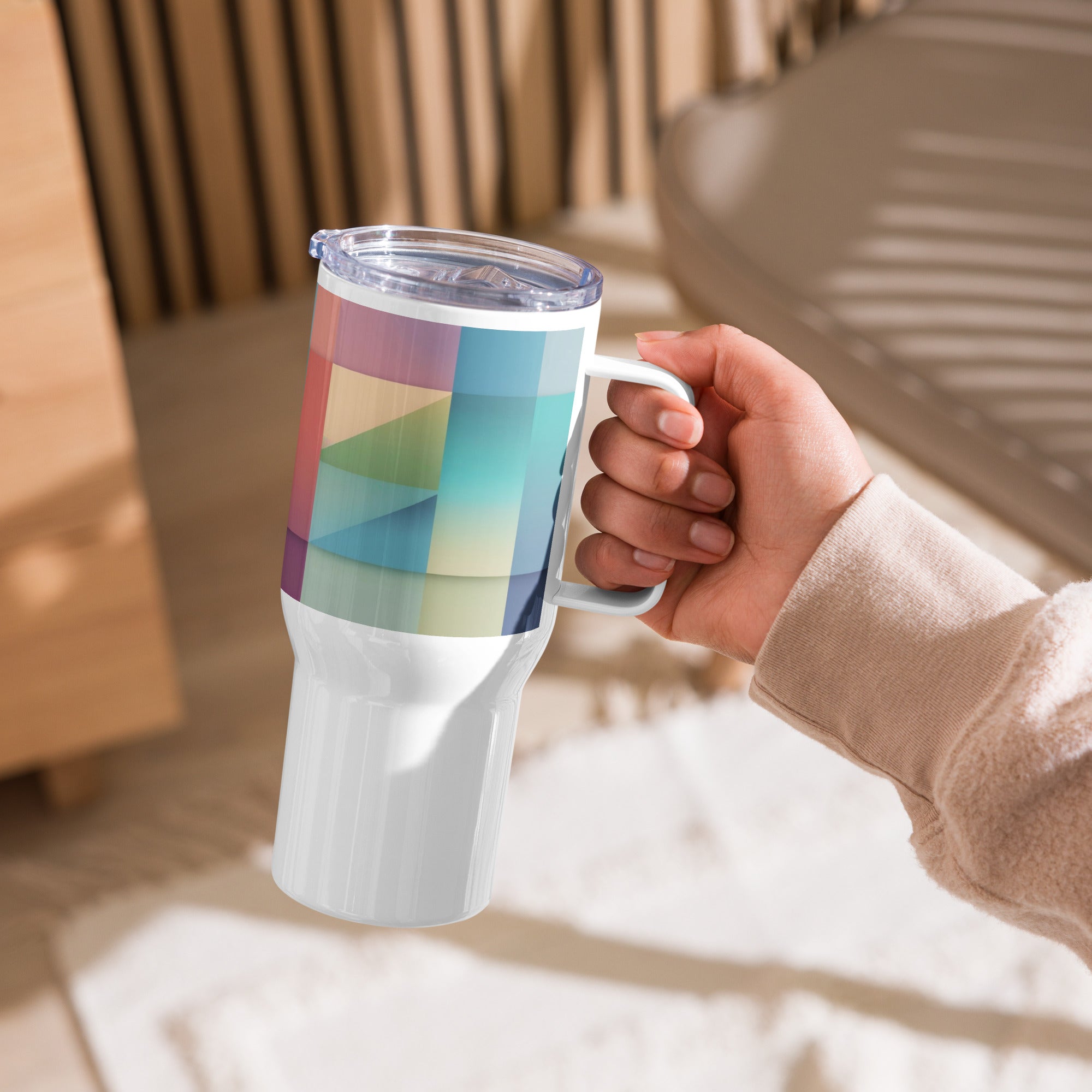 Colorful Travel Mug with Handle - Insulated Stainless Steel | Free Fashion Spirit