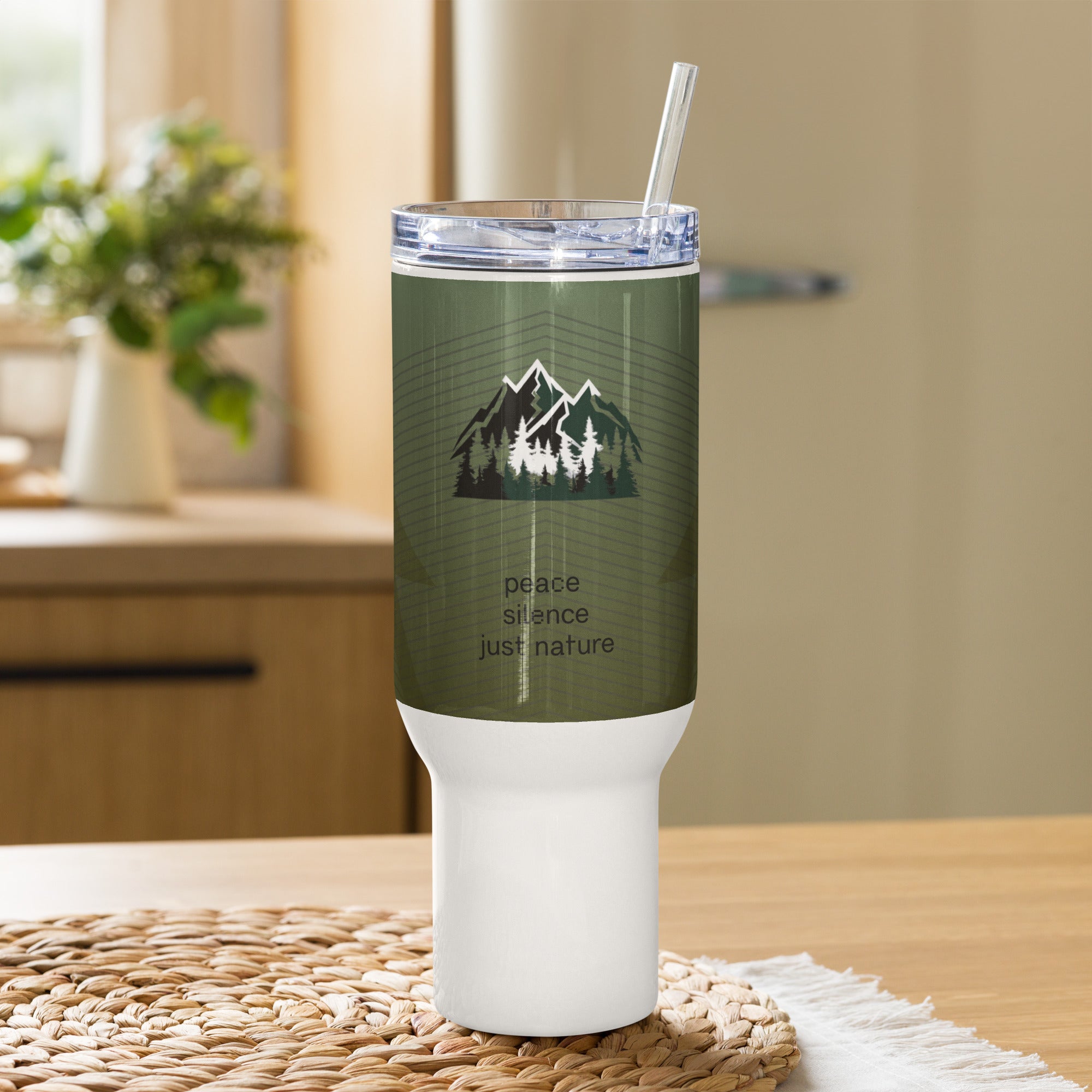 Green Travel Mug with Handle - Insulated Coffee Cup