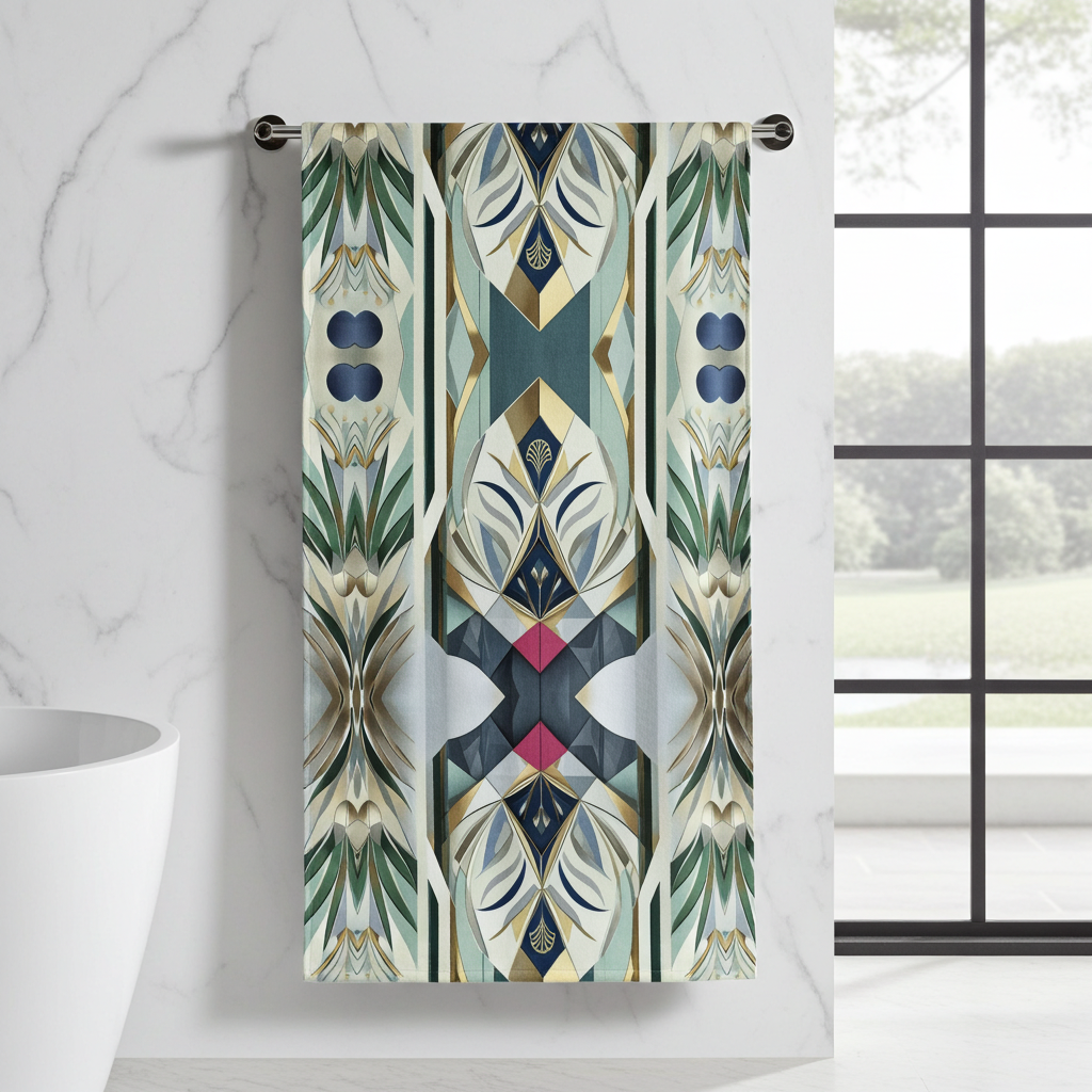 Teal Modern Towel - Art Deco Geometric Beach & Bath Towel | Free Fashion Spirit