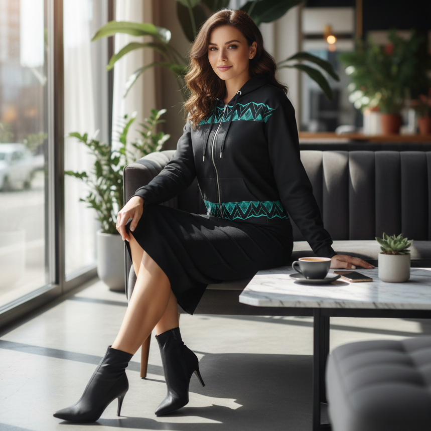 Upscale cafe sitting with pencil skirt