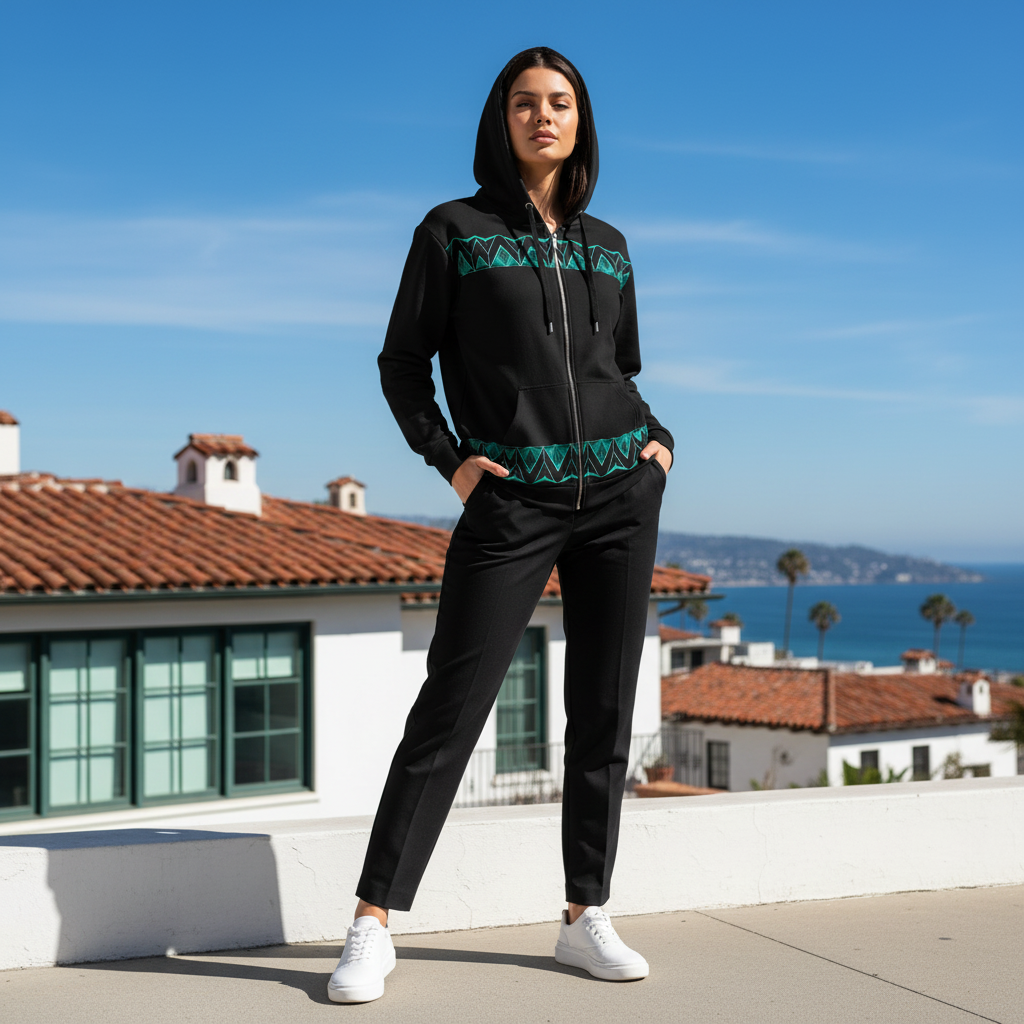 Urban coastal outfit with black pants