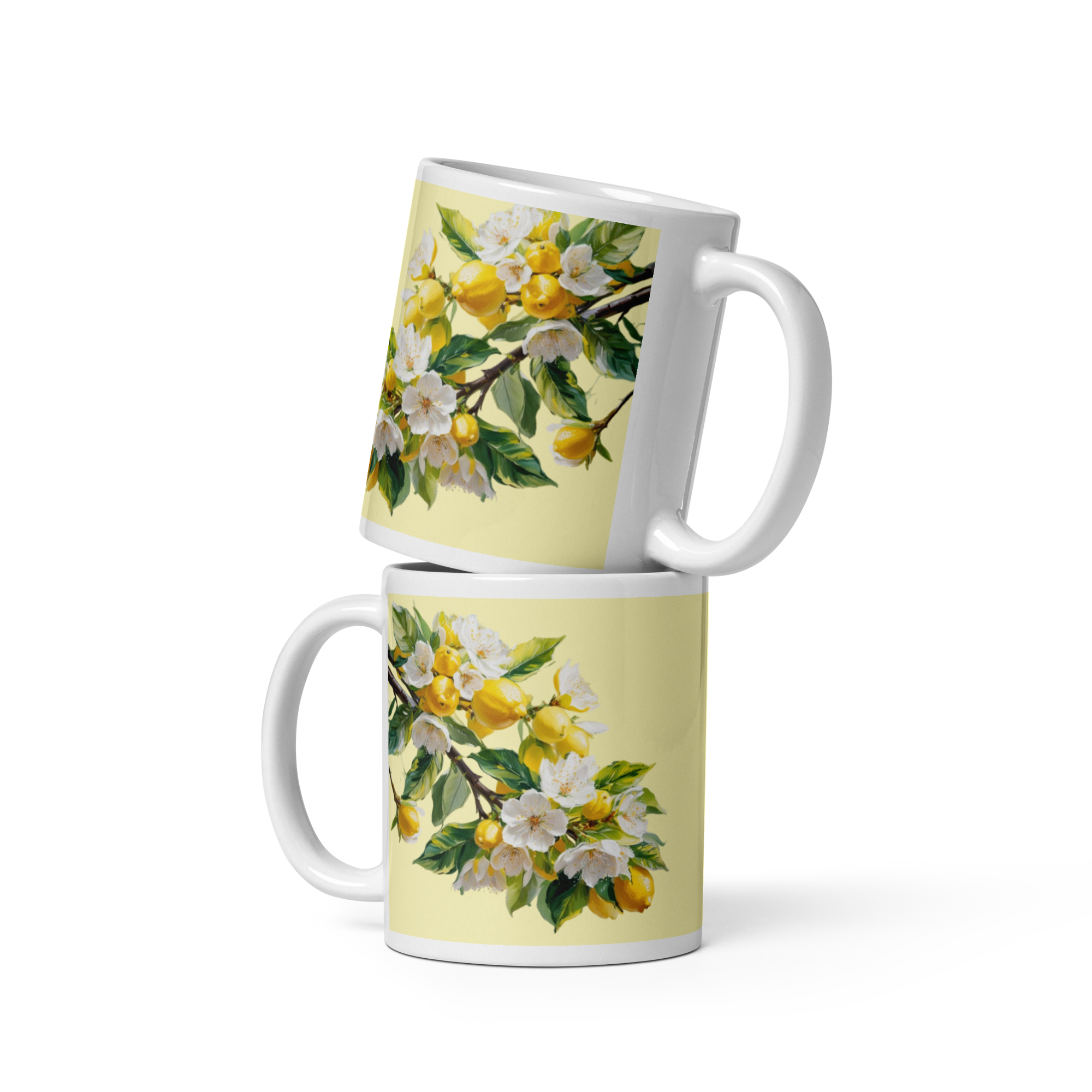 Citrus White Glossy Mug - Fresh Fruit Coffee Cup