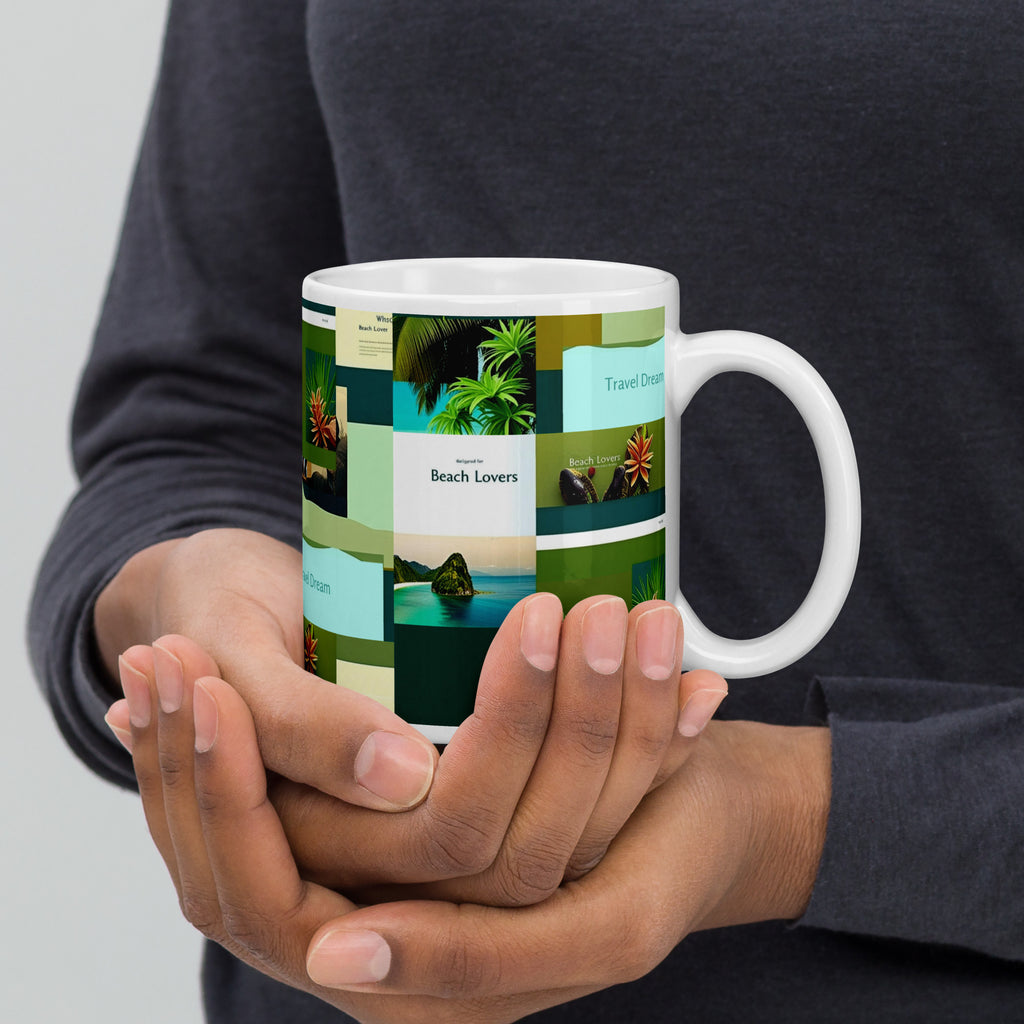 Tropical White glossy mug