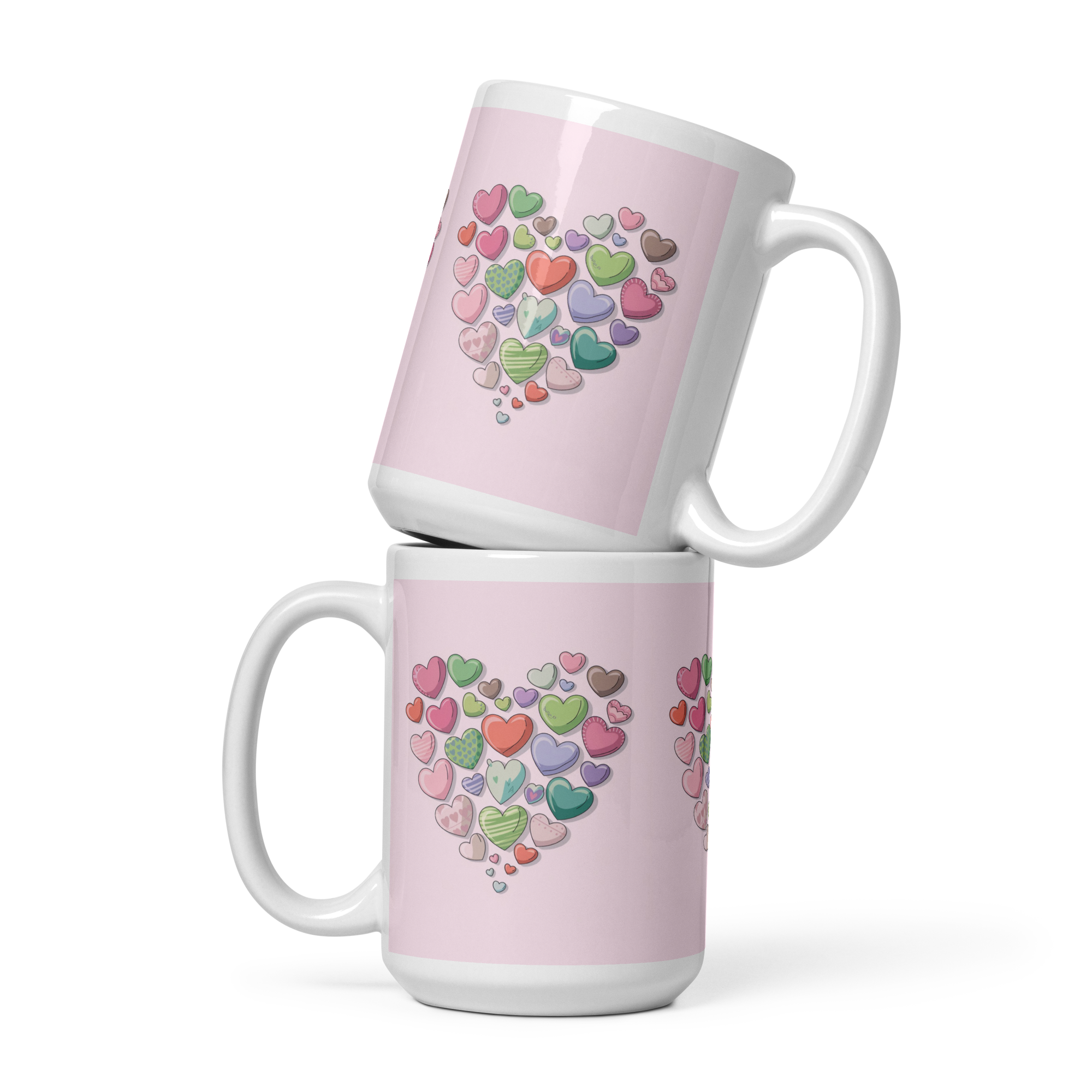 White glossy mug Hearts