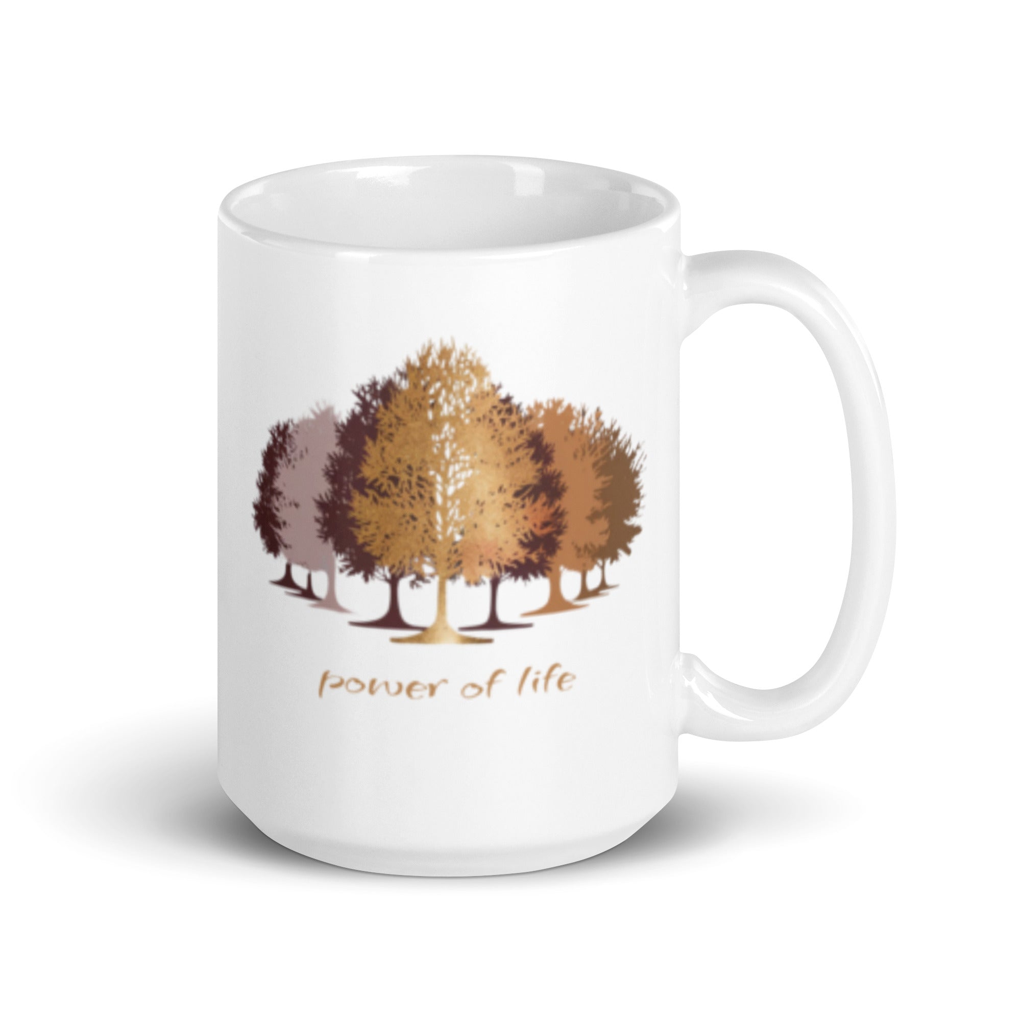 Trees White Glossy Mug - Nature Inspired Coffee Cup