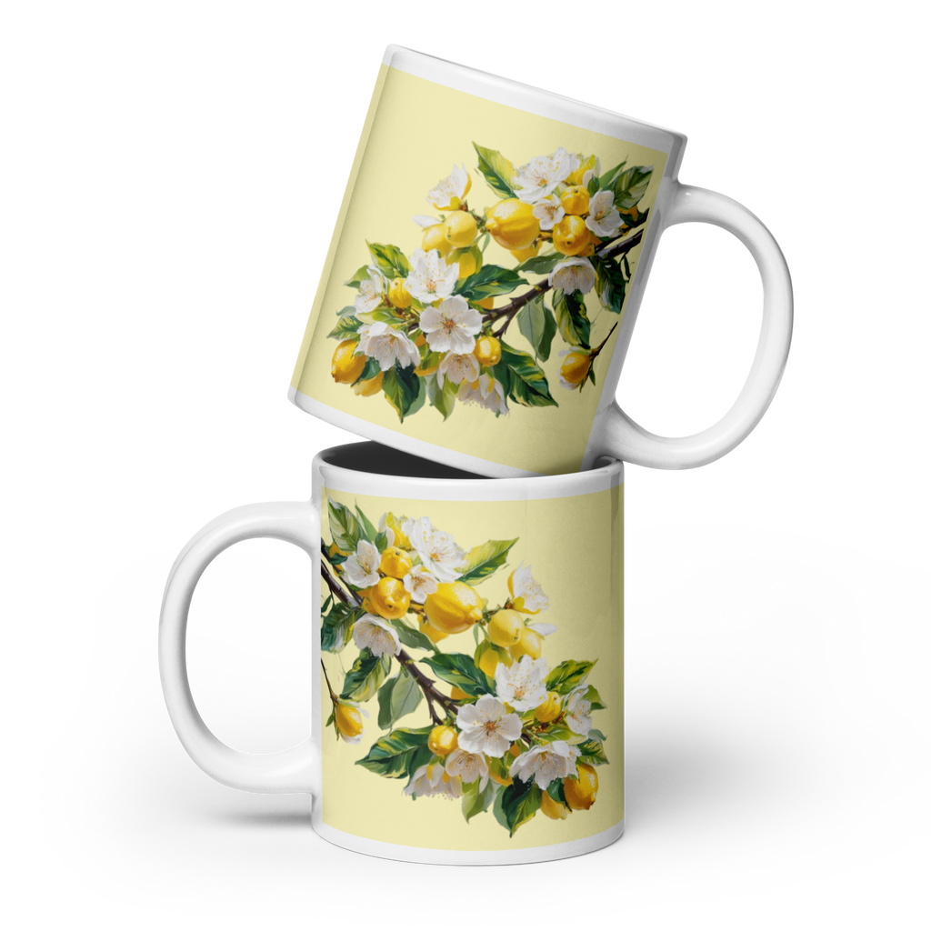 Citrus White Glossy Mug - Fresh Fruit Coffee Cup