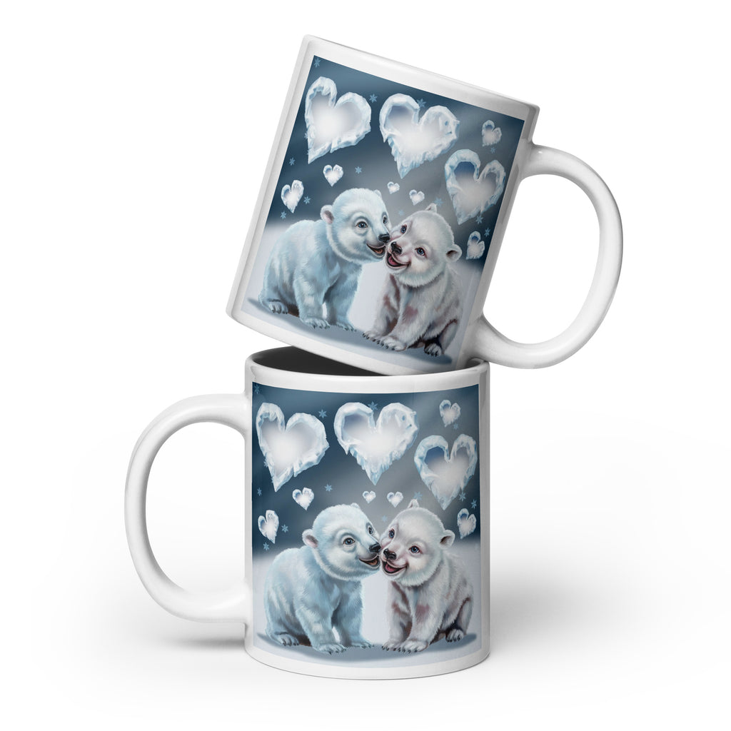 White Glossy Mug Polar Bears - Cute Animal Coffee Cup
