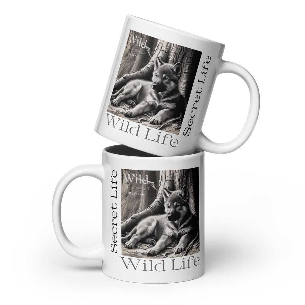  Wolf White Glossy Mug - Wildlife Coffee Cup