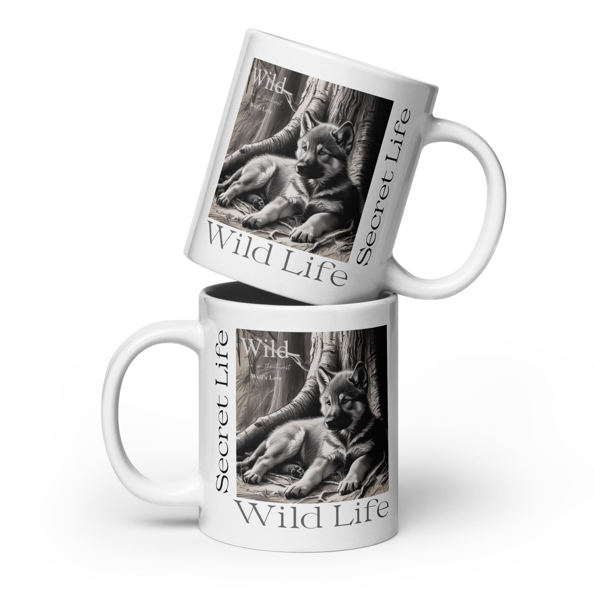  Wolf White Glossy Mug - Wildlife Coffee Cup