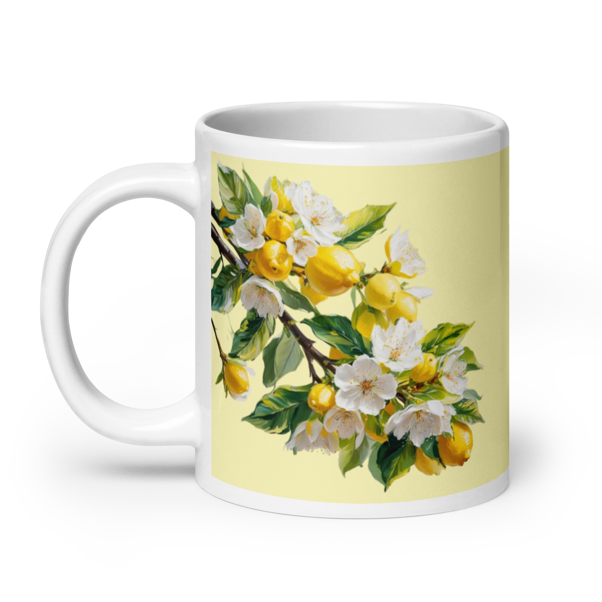 Citrus White Glossy Mug - Fresh Fruit Coffee Cup