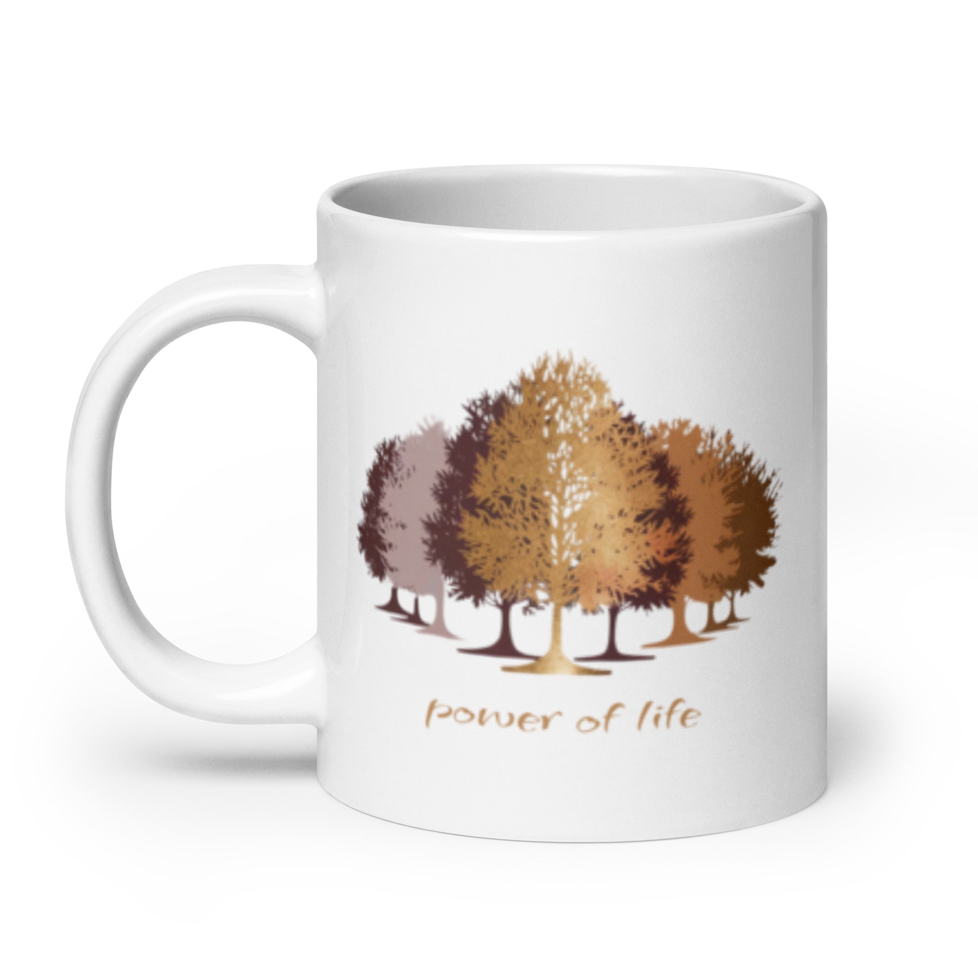 Trees White Glossy Mug - Nature Inspired Coffee Cup