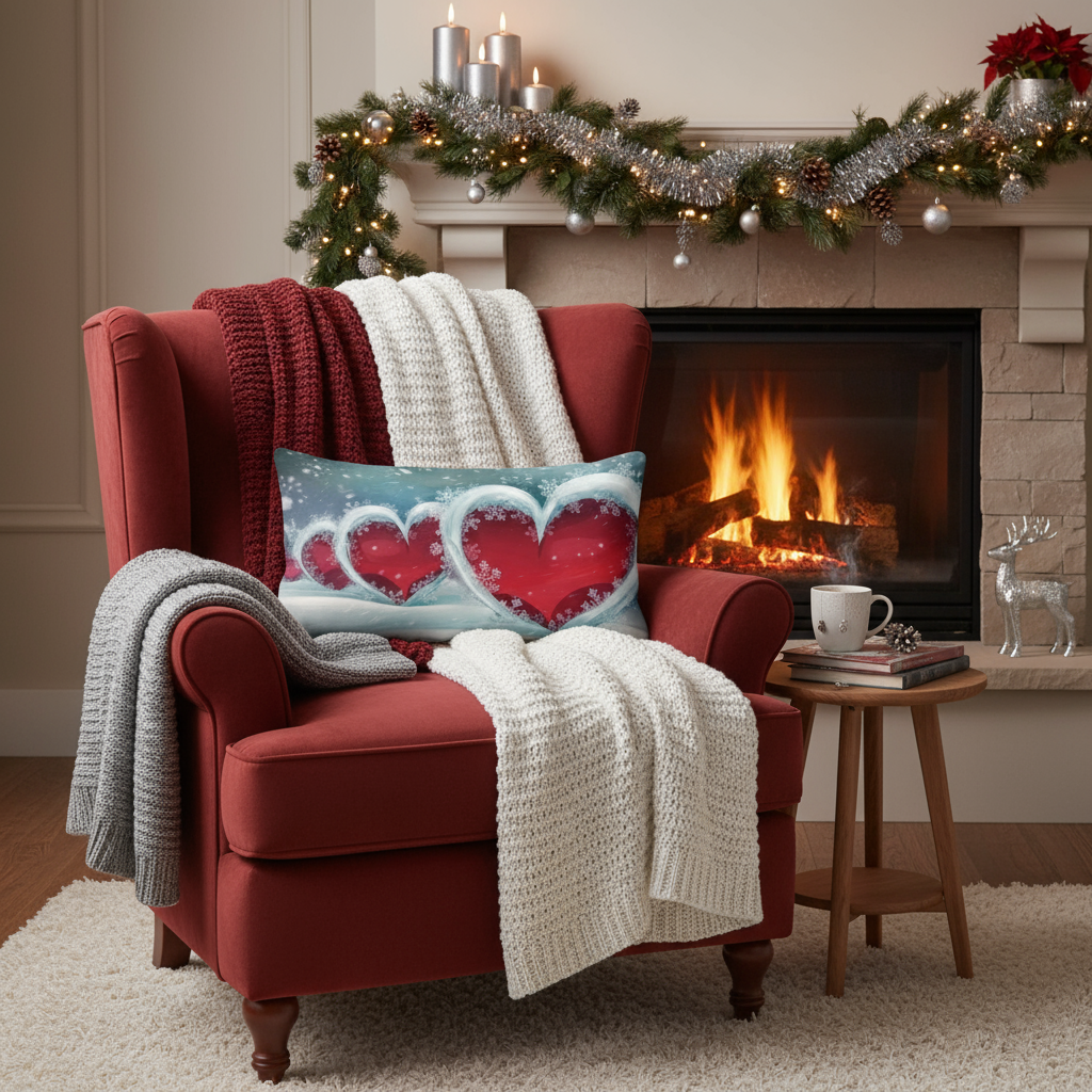 Winter Hearts Pillow lifestyle