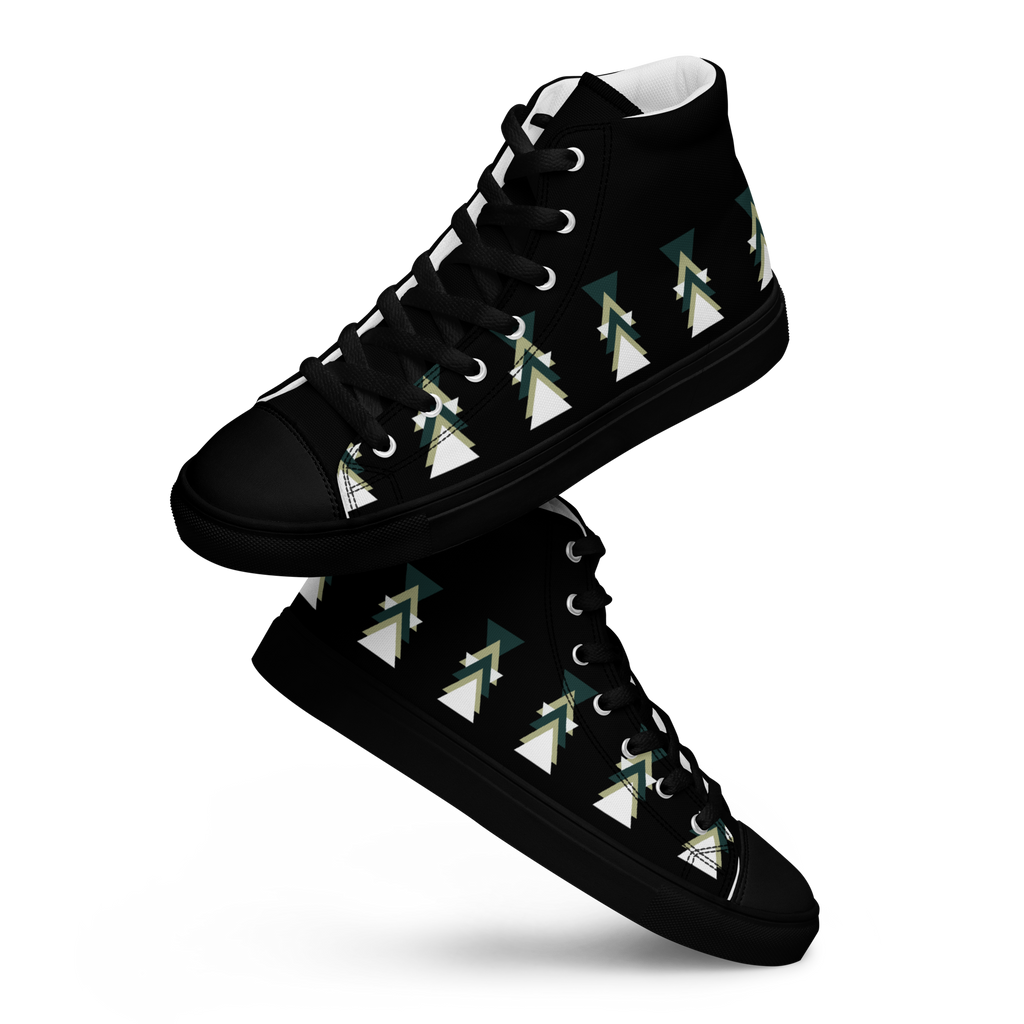 Triangles Women's High Top Canvas Shoes - Geometric Sneakers