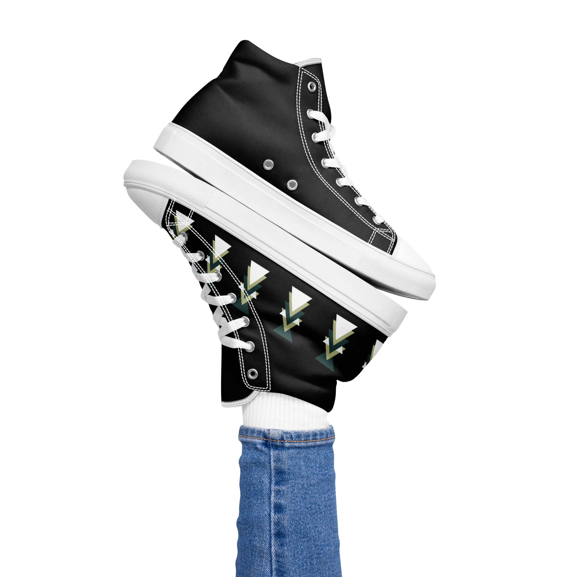 Scarpe da ginnastica alte in tela da donna Triangles - Sneakers geometriche