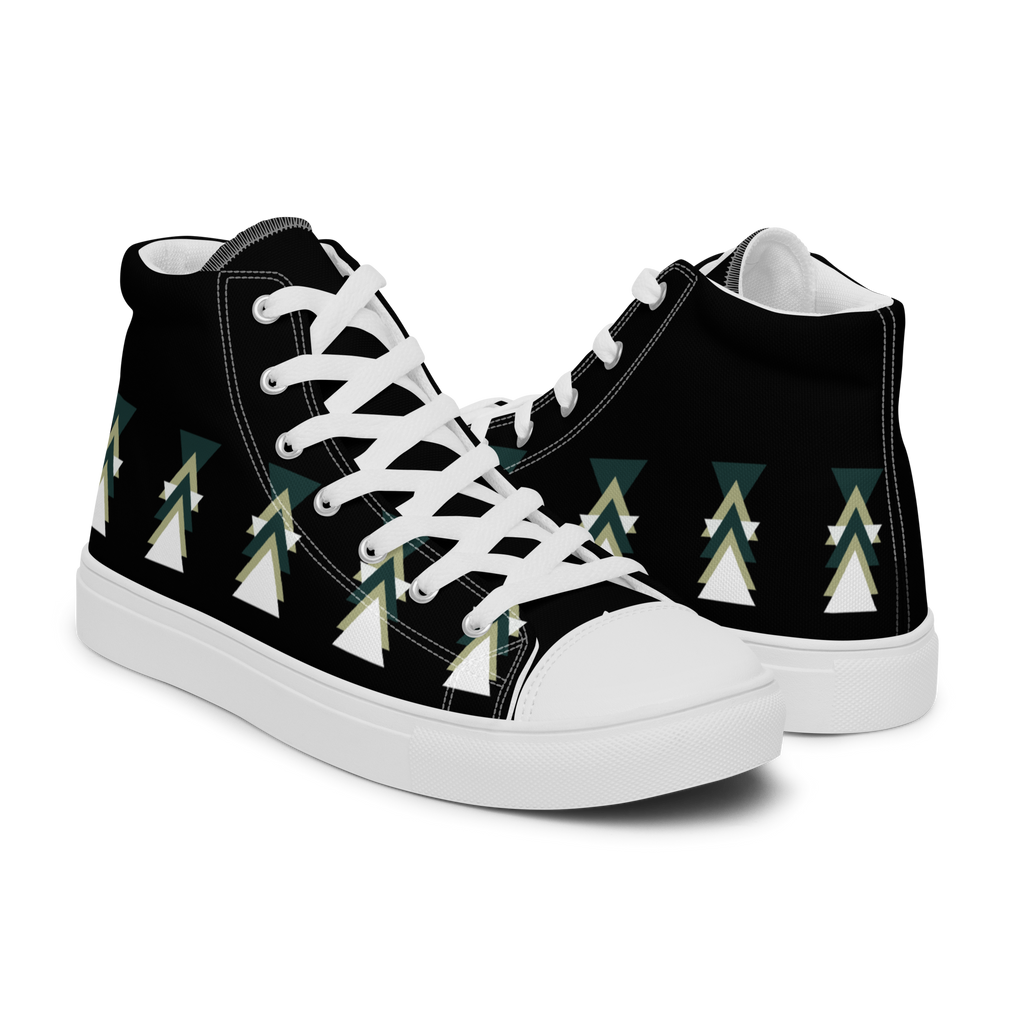 Triangles Women's High Top Canvas Shoes - Geometric Sneakers